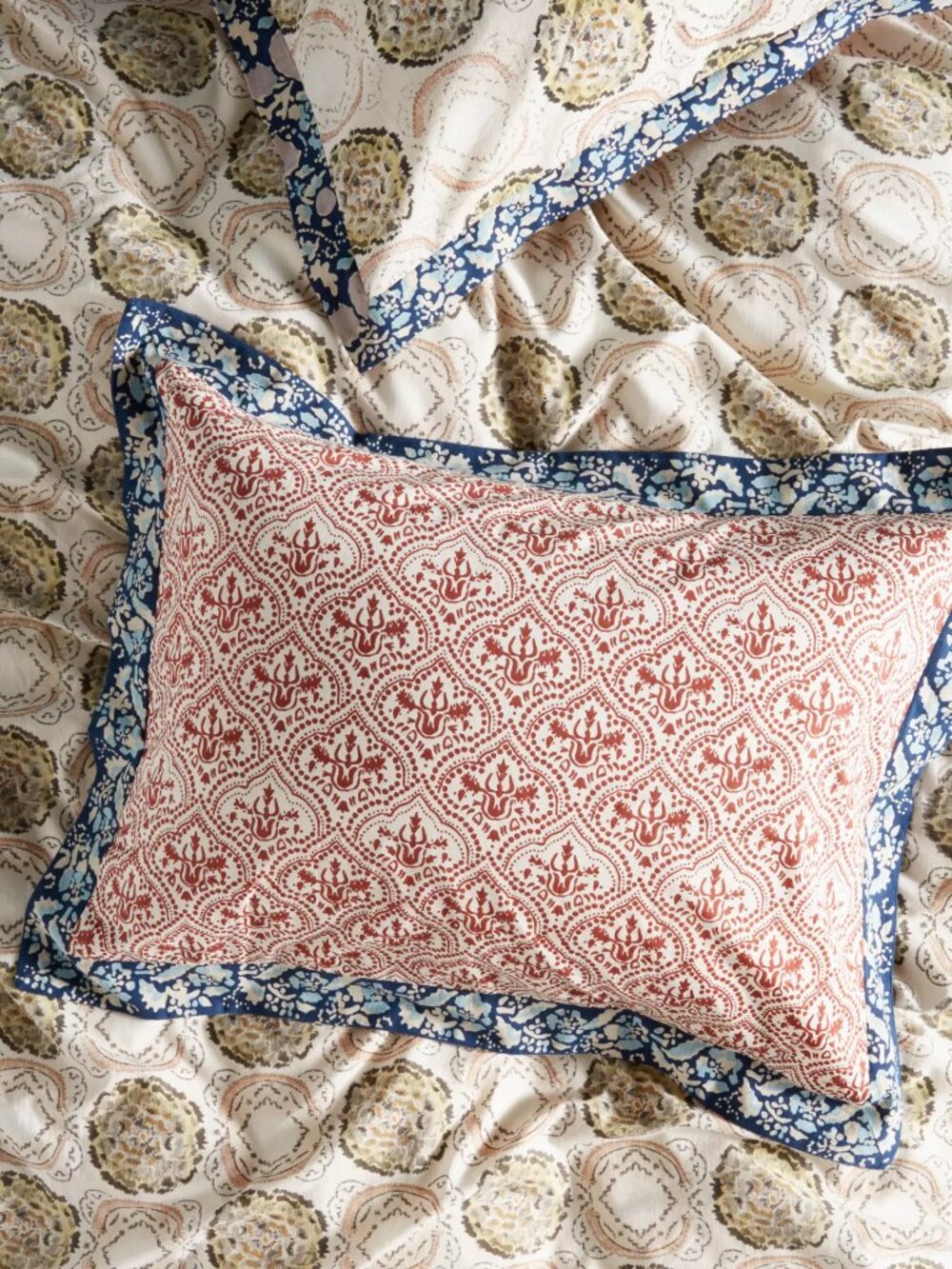 Set of 2 Anthropologie Meguro block print cotton standard shams - Picture 7 of 9
